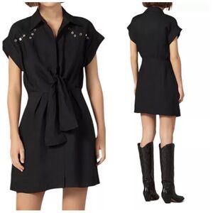 Sandro Mavel Tie Front Western Shirt Dress
